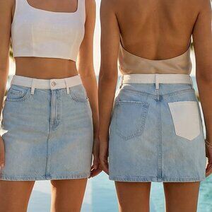$238 FRAME UNION two tone DENIM MINI SKIRT 28 /M